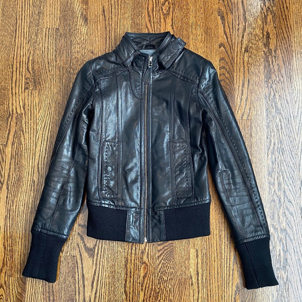 Danier Leather Motorcycle Jacket - UK 4